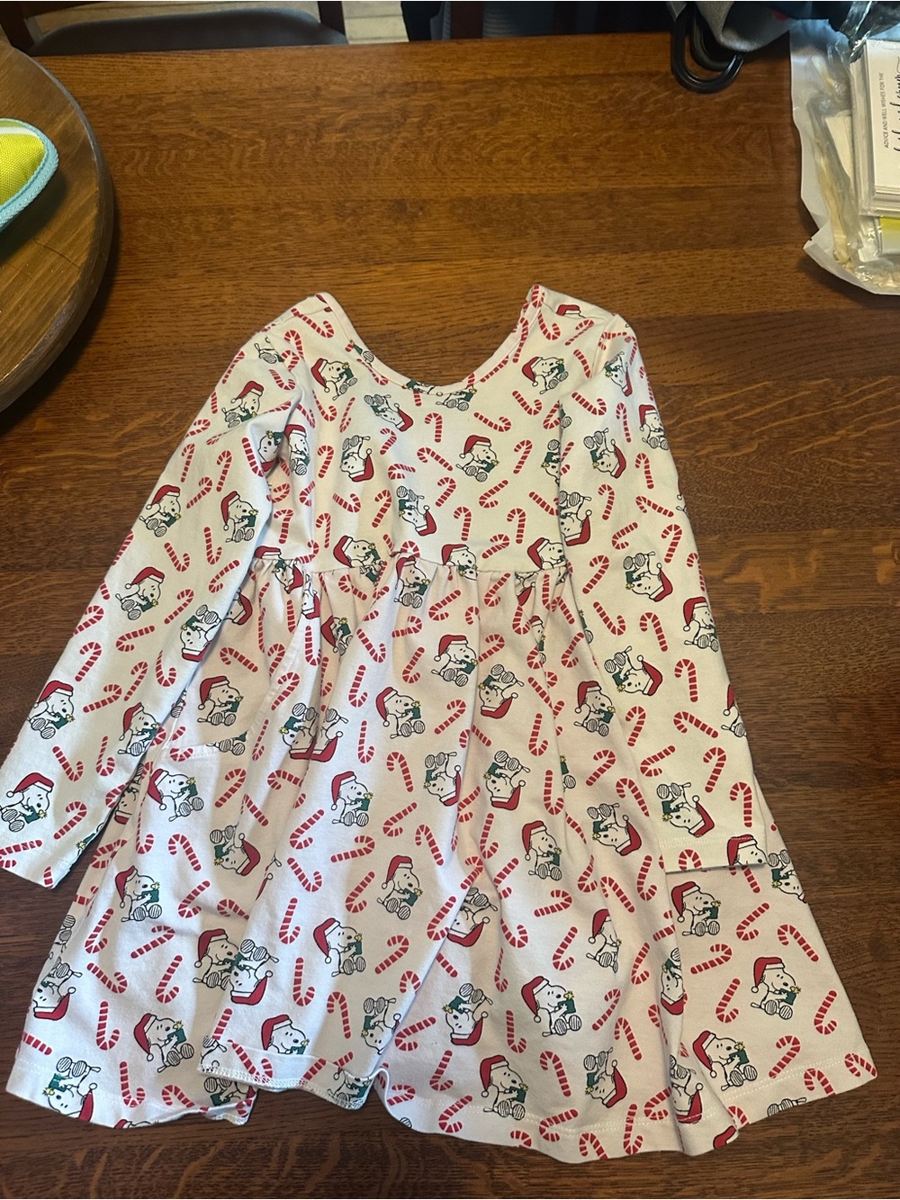 Peanuts Holiday Candy Cane & Snoopy Print Dress - White & Red